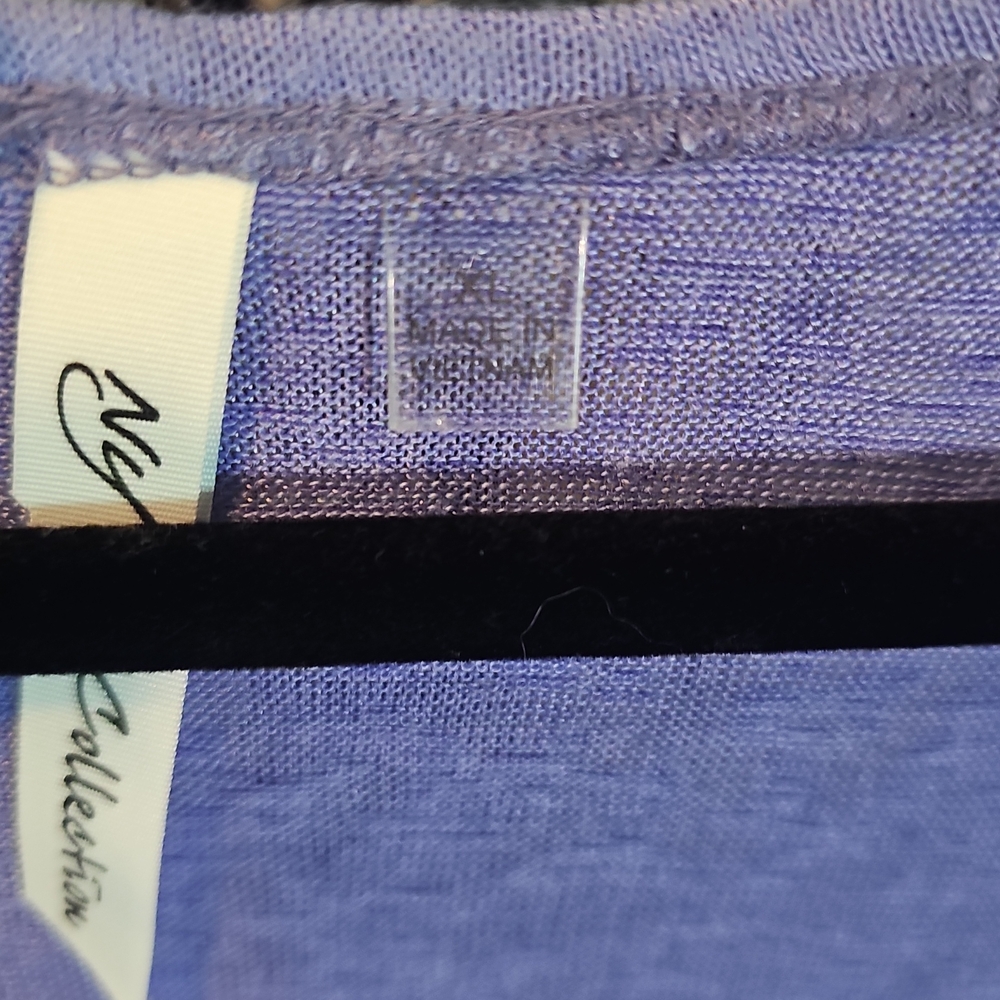 NY Collection Lavender Tie-Front Blouse - Picture 2 of 2